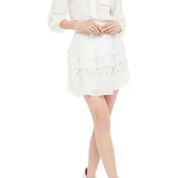 IRO Mugue Tiered White Lace Mini Skirt - Picture 1 of 8